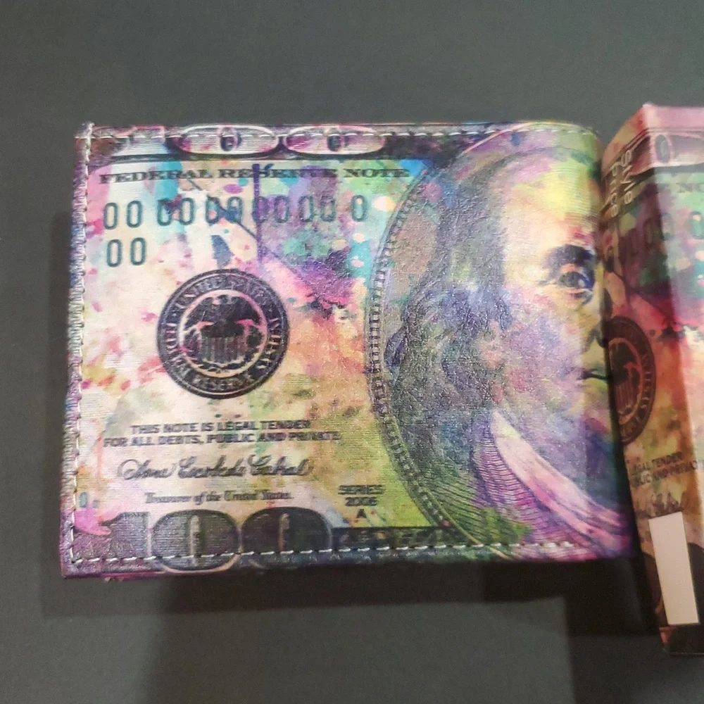 Benjamin Franklin printed handcrafted Money wallet new in‎ box